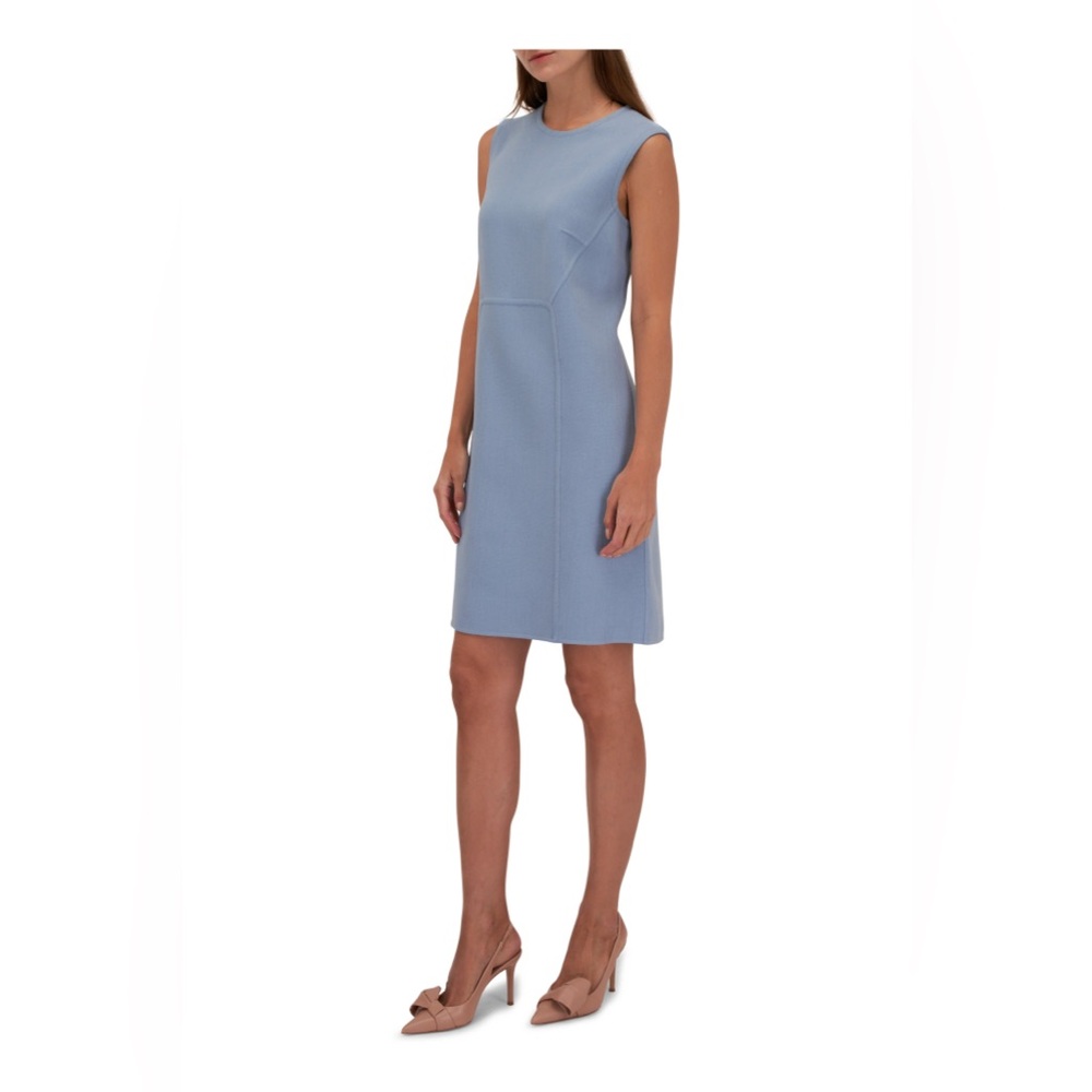 Elegant Carolina Herrera Wool Blue Sleeveless Dress